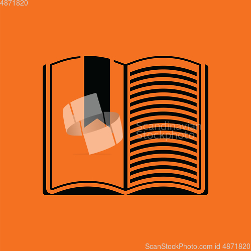 Image of Open book with bookmark icon