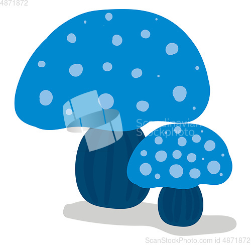 Image of Clipart of two beautiful blue-colored mushrooms vector or color 
