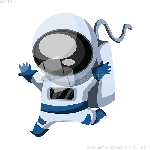 Image of Happy running astronaut vecto illustration on white background.