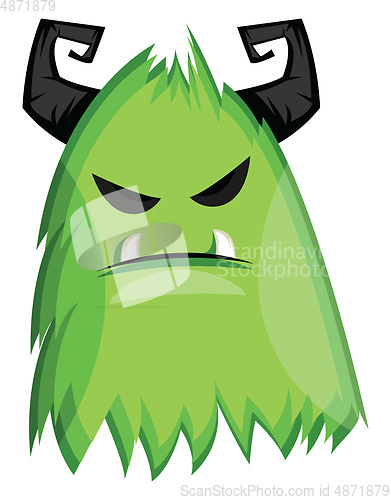 Image of Vector illustration on white background of grumpy green monster 