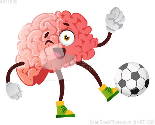 Image of Brain is playing football, illustration, vector on white backgro