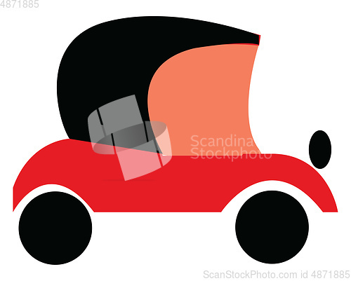 Image of Red and black old vintage motor car vector or color illustration