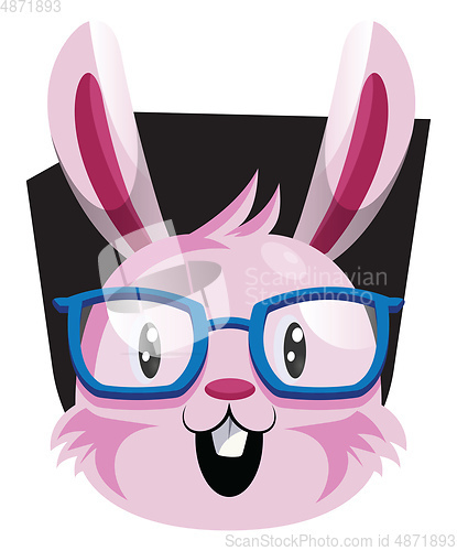 Image of Happy face of pink easter bunny with eyeglasses illustration web