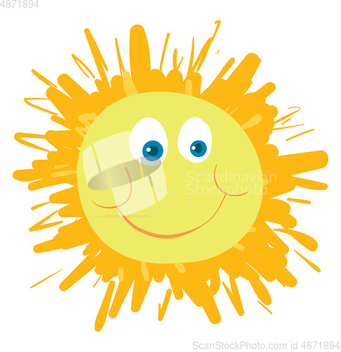 Image of A happy sun, vector color illustration.