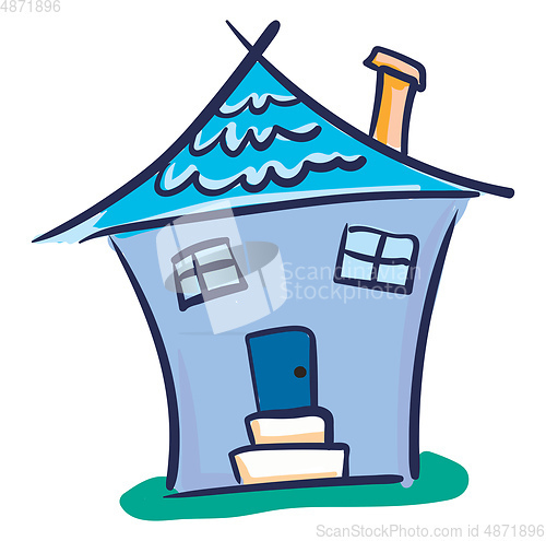 Image of A blue house vector or color illustration