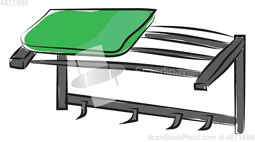 Image of Simple vector illustration of a green and grey coat hanger vecto