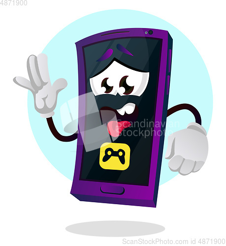 Image of Tired mobile emoji waving illustration vector on white backgroun