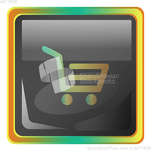 Image of Cart grey square vector icon illustration with yellow and green 