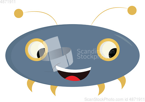 Image of Blue and yellow monster looking down illustration color vector o