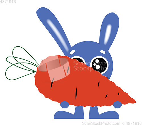 Image of Cartoon bunny holding a giant carrot vector or color illustratio