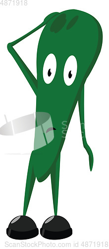 Image of Cartoon funny green monster with black shoes vector or color ill