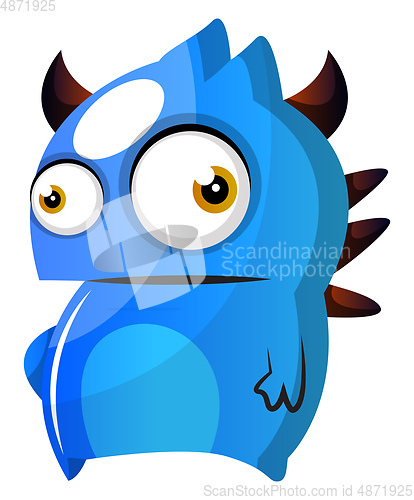 Image of Blue monster with horns illustration vector on white background