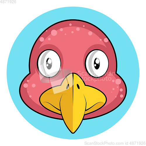 Image of Cartoon pink bird with yellow beak vector illustration on white 