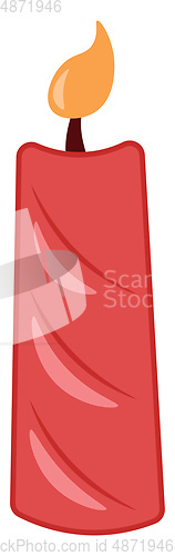 Image of A red burning candle vector or color illustration