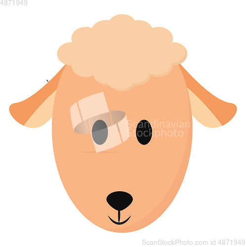 Image of Cartoon face of a peach-colored sheep vector or color illustrati