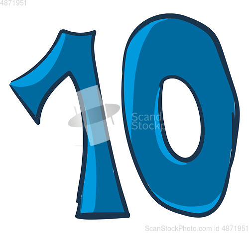 Image of Number-10 or ten vector or color illustration