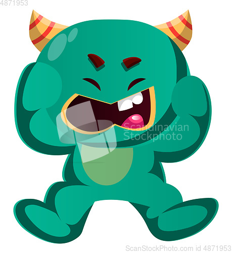 Image of Angry green monster vector illustration