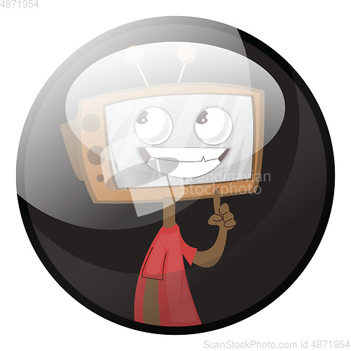 Image of Cartoon character of human looking tv vector illustration in gre