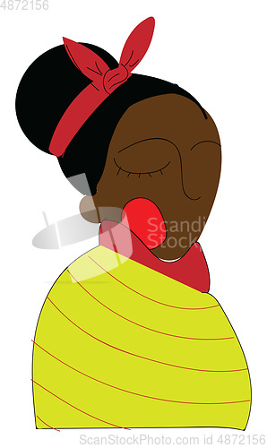 Image of Black skinned woman in traditional clothes illustration color ve
