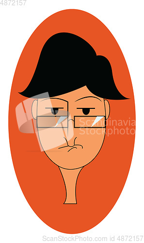 Image of A portrait of a sad boy wearing glasses vector or color illustra