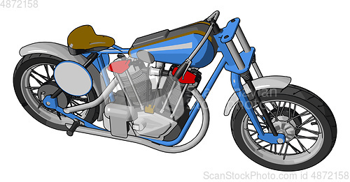 Image of Blue and grey vintage motorcycle vector illustration on white ba