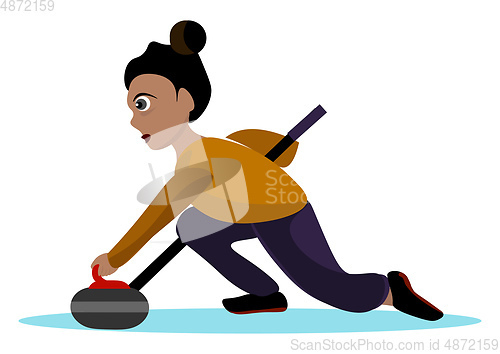 Image of Clipart of a girl curling player vector or color illustration