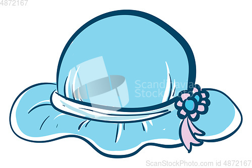 Image of A blue women\'s hat with pink flowers looks beautiful vector or c