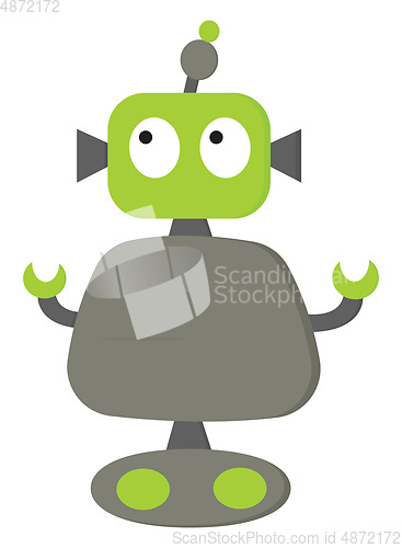 Image of Cartoon of a green and grey robot looks cute vector or color ill