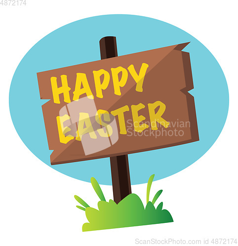 Image of Happy Easter sign in the grass illustration web vector on a whit