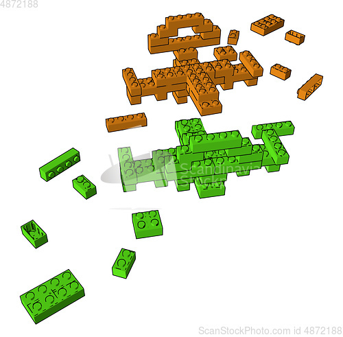 Image of The green and orange colored block vector or color illustration