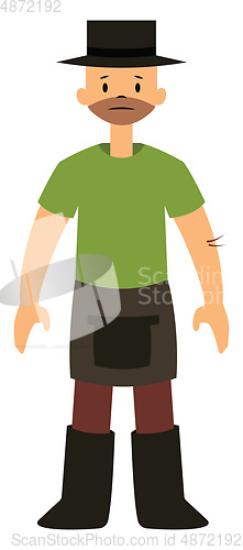 Image of Sad gardener character vector illustration on a white background