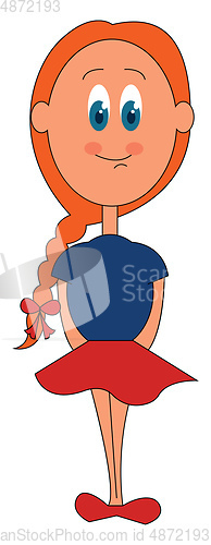Image of A beautiful small girl in a blue top and a brown skirt vector or