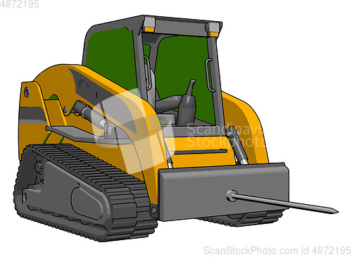 Image of Green and yellow bale transportation vehicle vector illustration