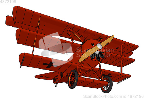 Image of Triplane a vintage three vertical wing airplane vector or color 