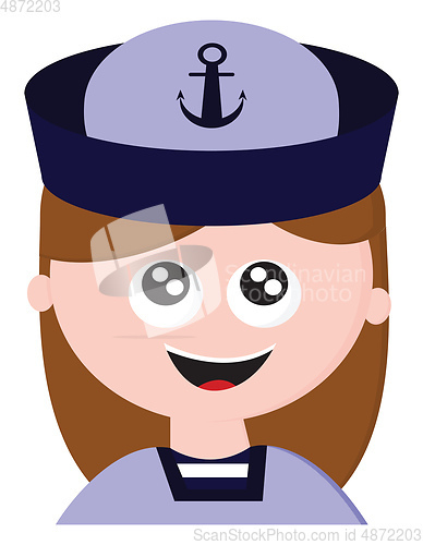 Image of Cartoon character of a sailor girl dressed in her uniform laughi