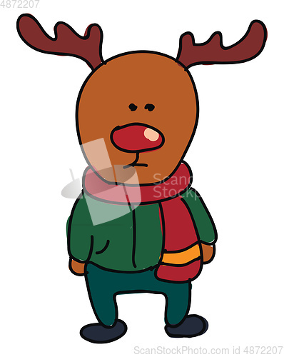 Image of A deer wearing green trousers vector or color illustration