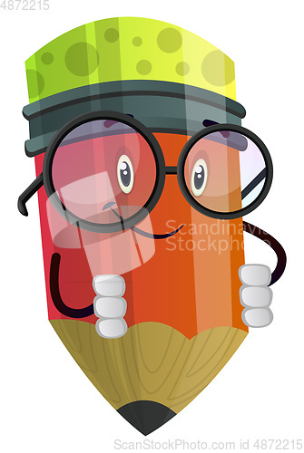 Image of Cute little red pencil illustration vector on white background
