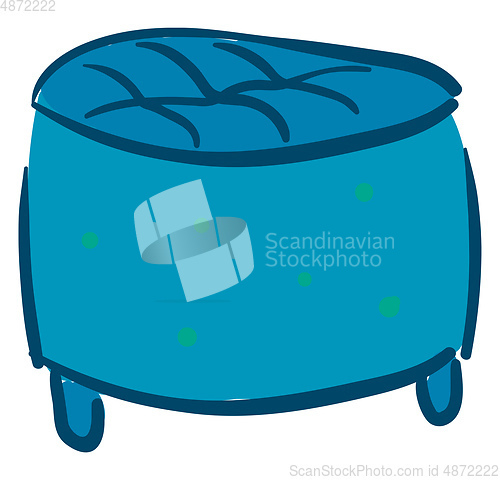 Image of Drawing of a round blue-colored stool vector or color illustrati