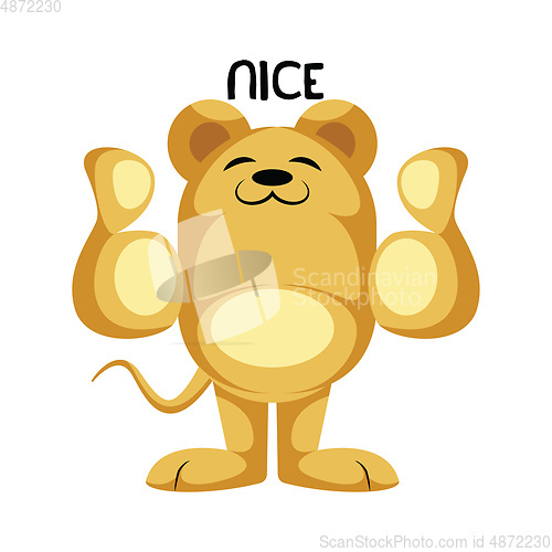 Image of Yellow mouse showing thumbs up vector illustration on a white ba