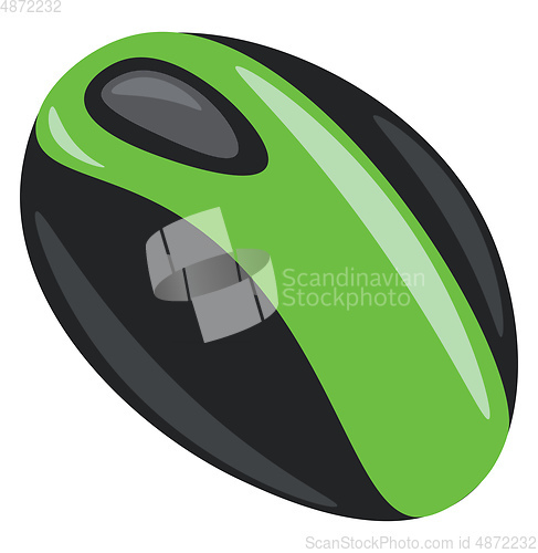 Image of Green and black wireless mouse vector or color illustration