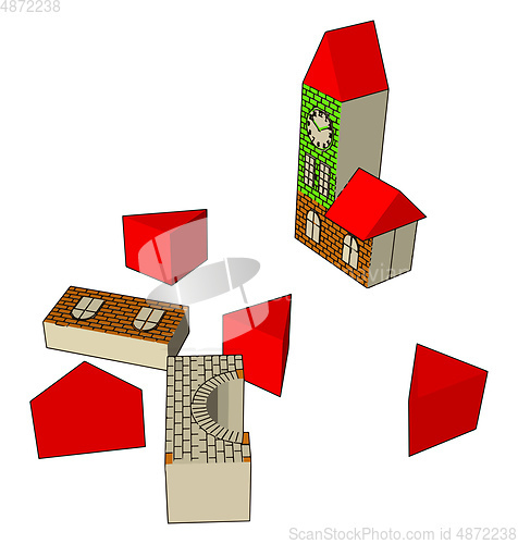 Image of Blocks House toy vector or color illustration