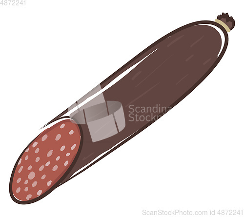 Image of Brown smoked sausage vector or color illustration