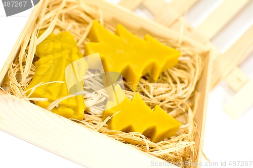 Image of handmade yellow christmas candles