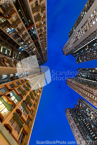 Image of Apartment building at night