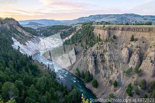 Image of View from Calcite Springs Overlook of the Yellowstone River.