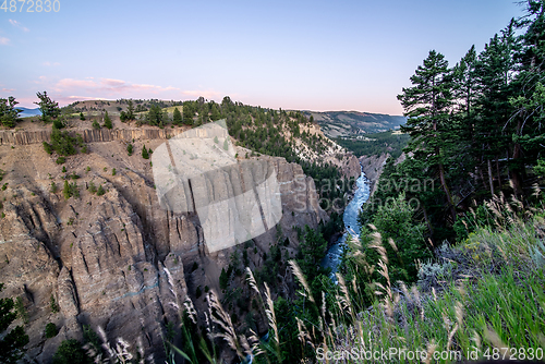 Image of View from Calcite Springs Overlook of the Yellowstone River.