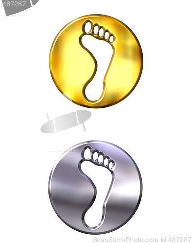 Image of 3d golden and silver framed foot