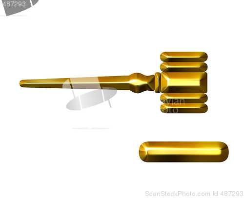 Image of 3D Golden Judge's Gavel