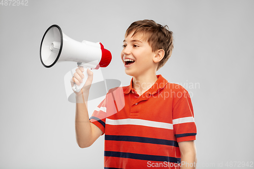 Image of boy speaking to megaphone