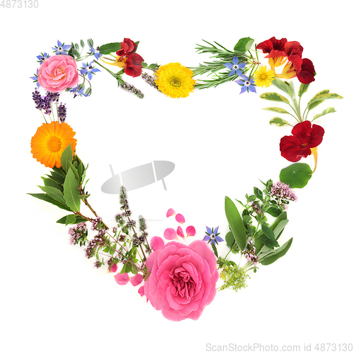 Image of Heart Shaped Wreath with Summer Herbs and Flowers 